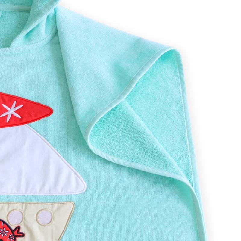 Milk & Moo Kids Hooded Bath Towel Poncho, 4-6 years, 100% Cotton, Beach Changing Robe for Kids, Open Sided, Ultra Soft and Absorbent Beach Towel Poncho, One Size, 57x61 cm, Sailor Octopus Design - Image 5
